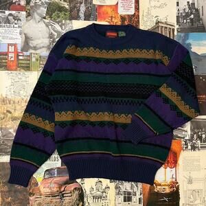 Vintage striped sweater retro blue